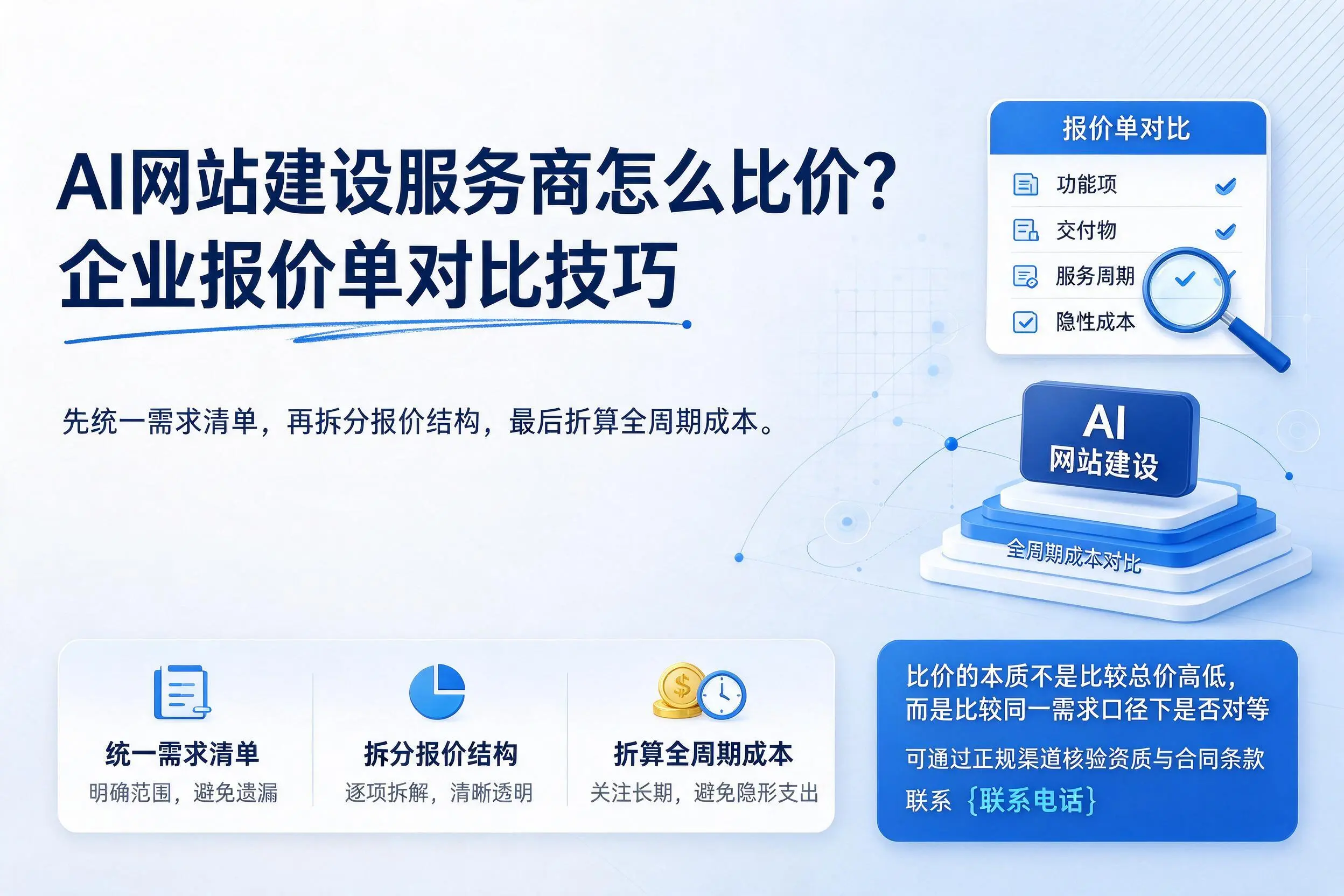AI网站建设服务商怎么比价?宁波企业报价单对比技巧
