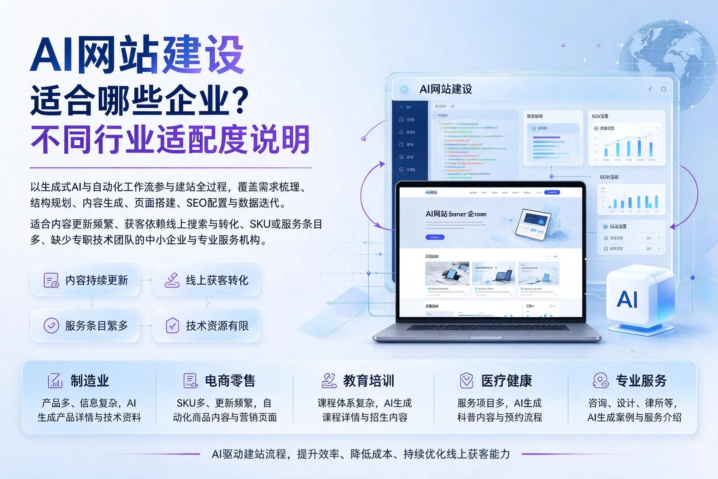 AI网站建设适合哪些企业？宁波不同行业适配度说明
